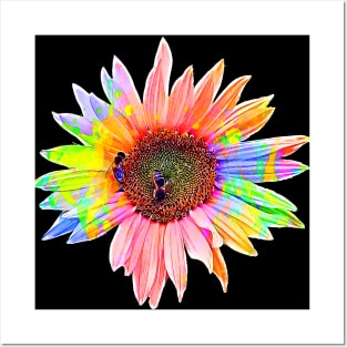 Cartoon Rainbow Sunflower Posters and Art